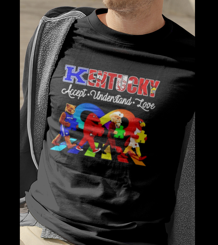 Kentucky Accept Understand Love Louisville Cardinals Puzzle Piece Parade T-Shirt