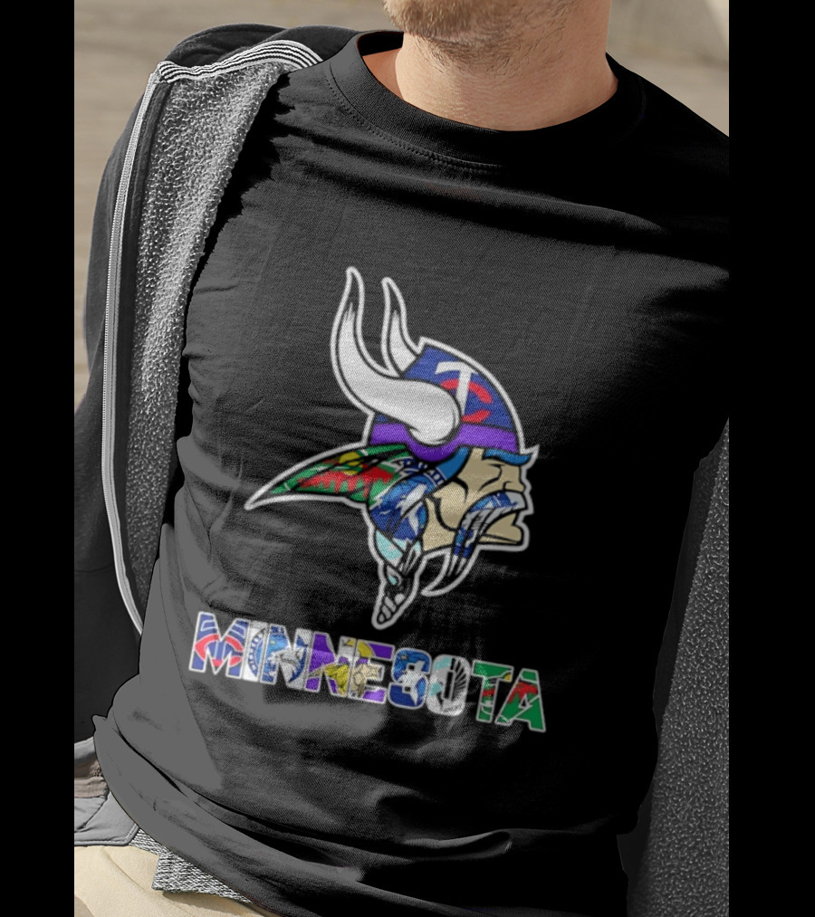 Minnesota Vikings Twins Wild Timberwolves United Team Fans Mashup T-Shirt