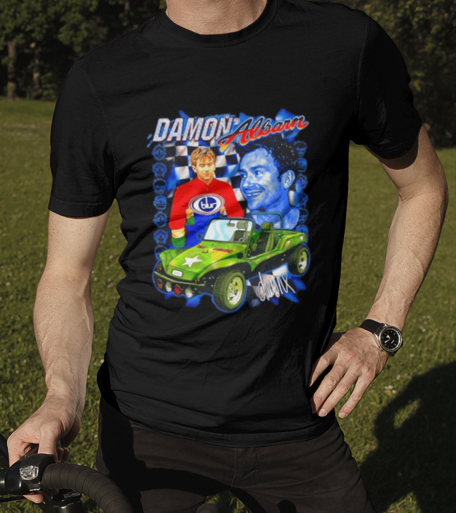 Damon Albarn Blur Gorillaz Geep Britpop Star Damon Albarn Imagery Checkerboard T-Shirt