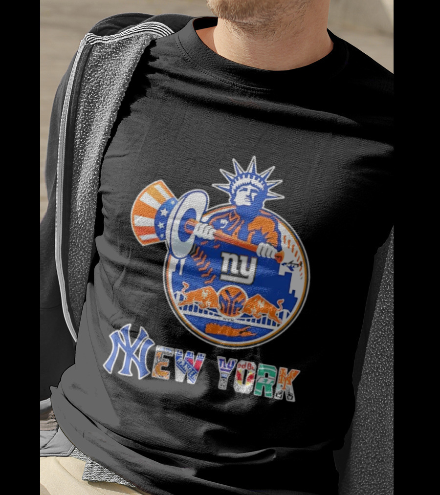 New York Liberty Skyline Sports Teams Knicks Mets Yankees T-Shirt