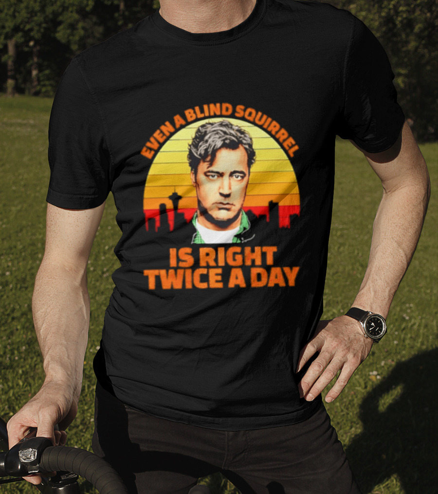 Even A Blind Squirrel Is Right Twice A Day Retro Seattle Skyline T-Shirt