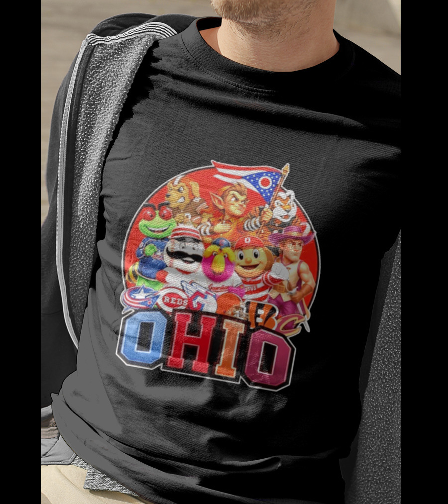 Ohio Sports Teams Mascots Cleveland Guardians Reds Bengals Browns Buckeyes Reds Crew Indians Fan T-Shirt