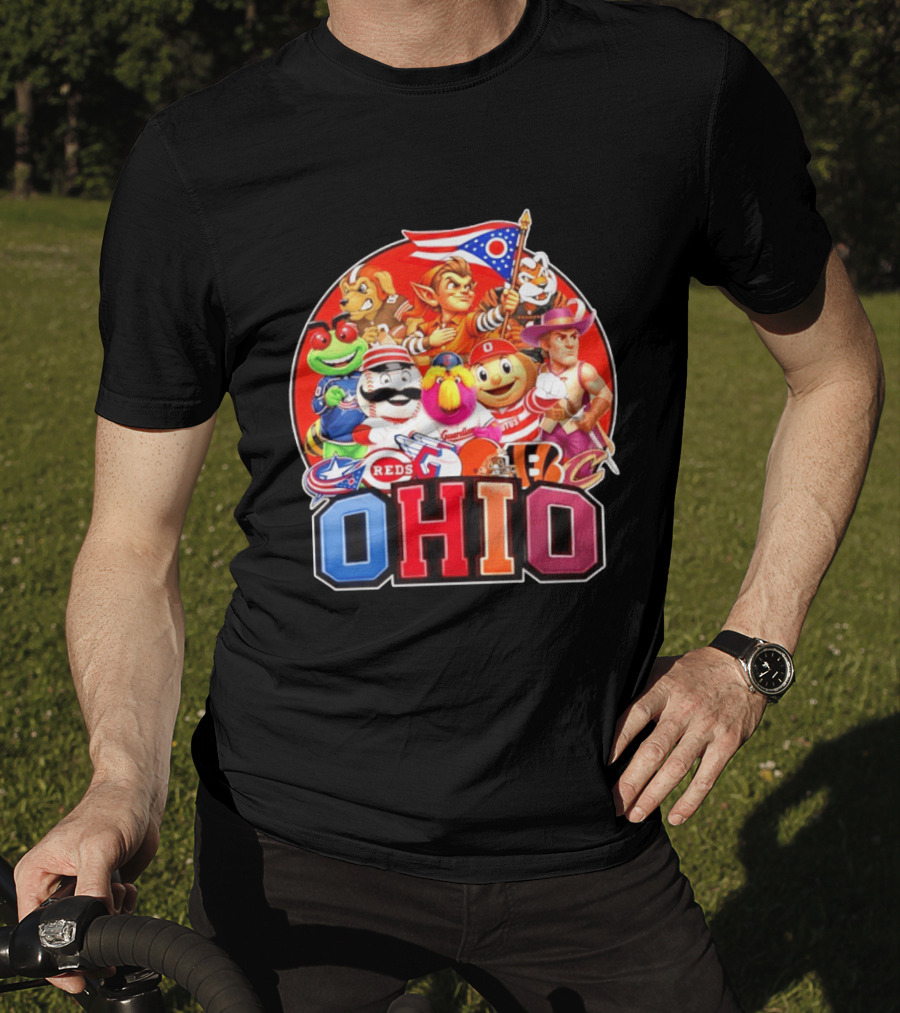 Ohio Sports Teams Mascots Cleveland Guardians Reds Bengals Browns Buckeyes Reds Crew Indians Fan T-Shirt