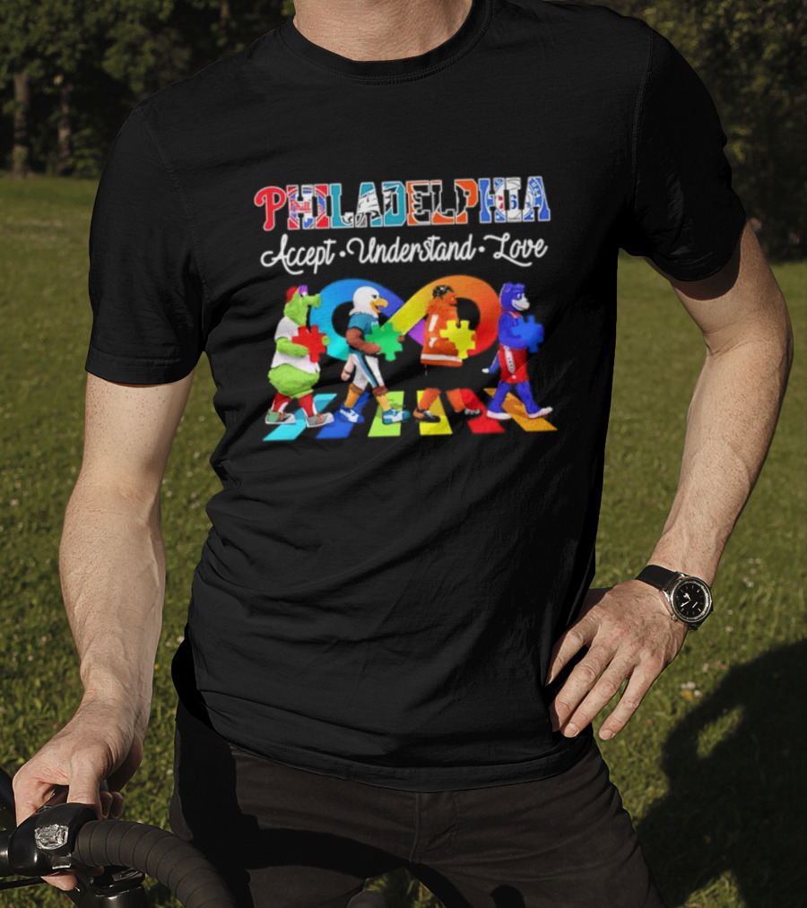 Philadelphia Mascots Accept Understand Love Puzzle Parade T-Shirt