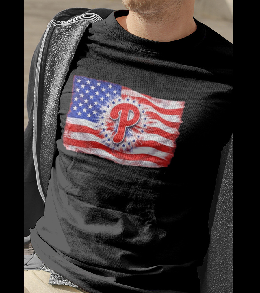 Phillies Patriotic American Flag Philadelphia Baseball 250th Anniversary Independence Day T-Shirt