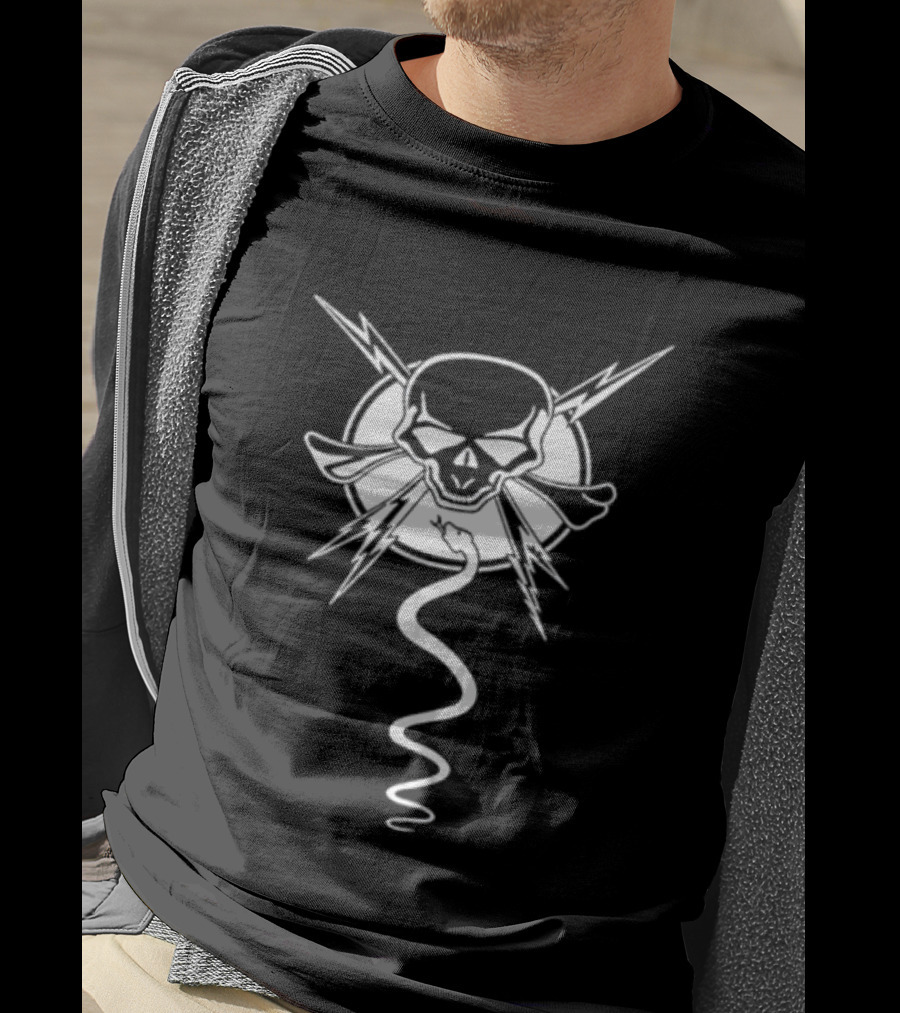 Skull And Snake Lightning Gothic T-Shirt
