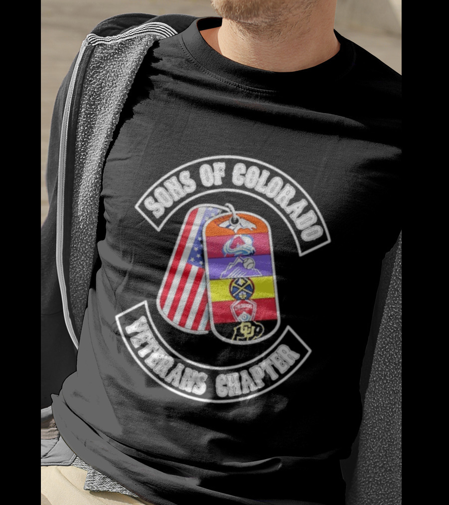 Sons Of Colorado Veterans Chapter Avalanche Rockies Nuggets Buffaloes American Flag T-Shirt