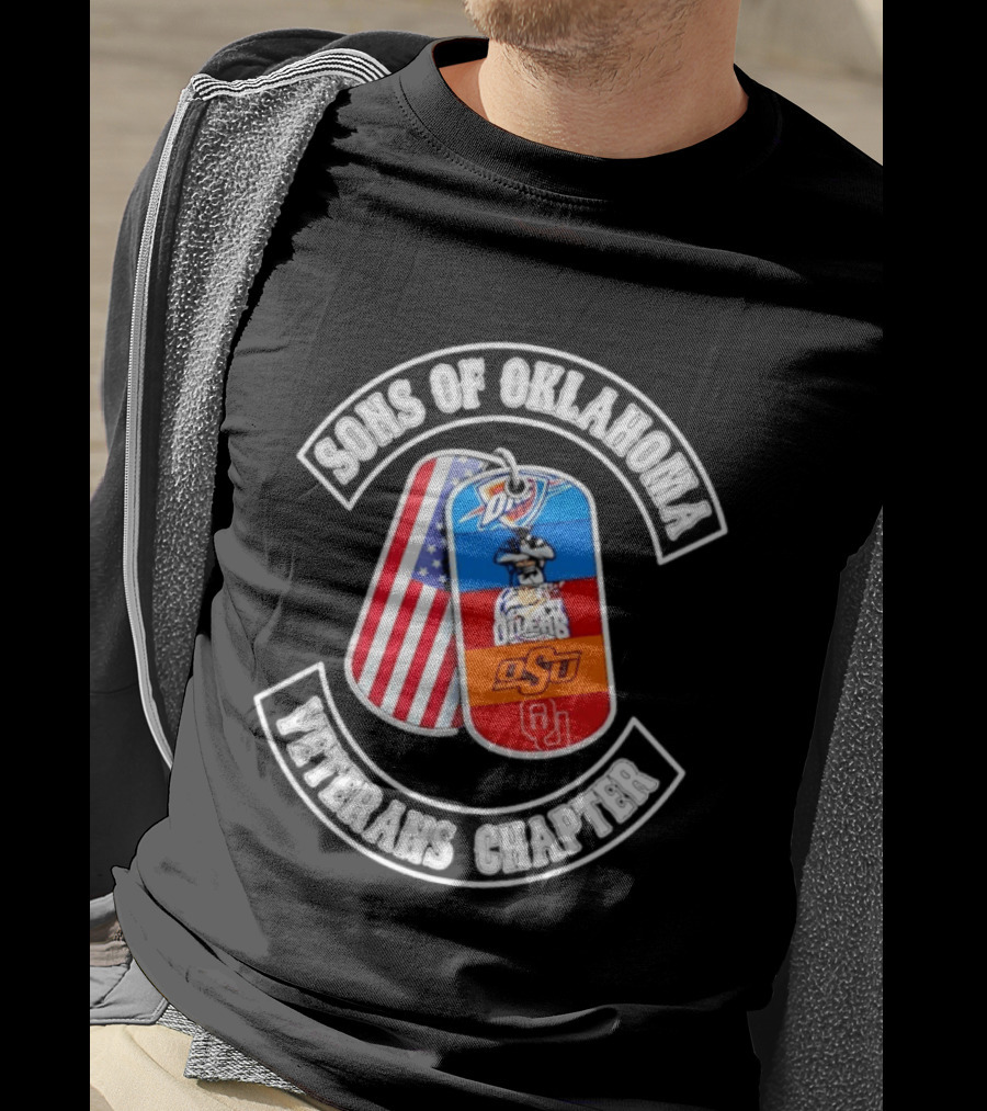 Sons Of Oklahoma Veterans Chapter OKC Thunder Tulsa Oilers American Flag Oklahoman Pride T-Shirt