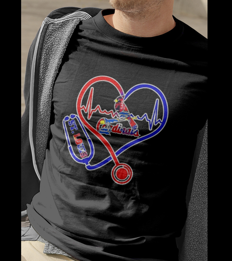 St Louis Cardinals Heartbeat Stethoscope Fan Pride T-Shirt