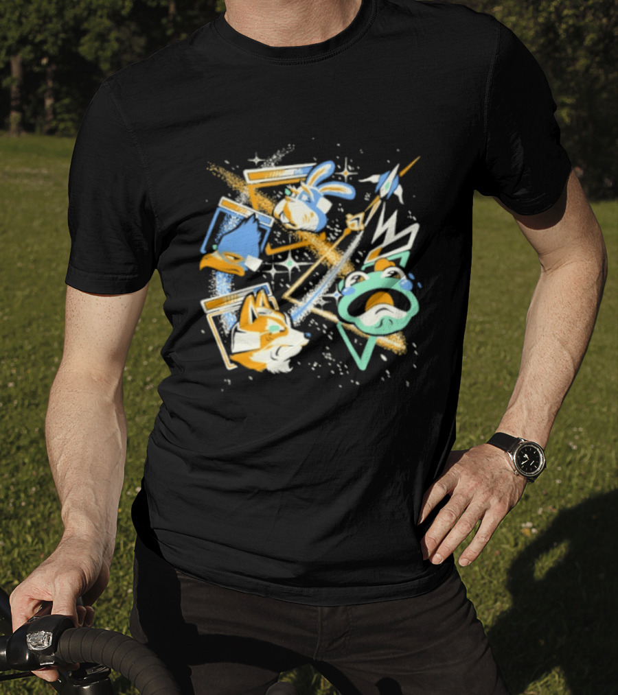 Star Fox Team Collage Falco Lombardi Peppy Hare Retro Style Graphics Gaming Nostalgia T-Shirt