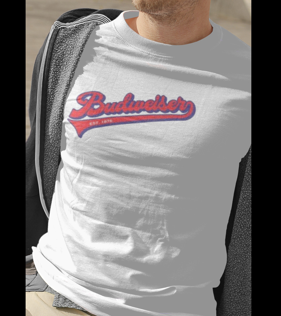 Budweiser Baseball Script Logo Retro Style Beer Shop T-Shirt