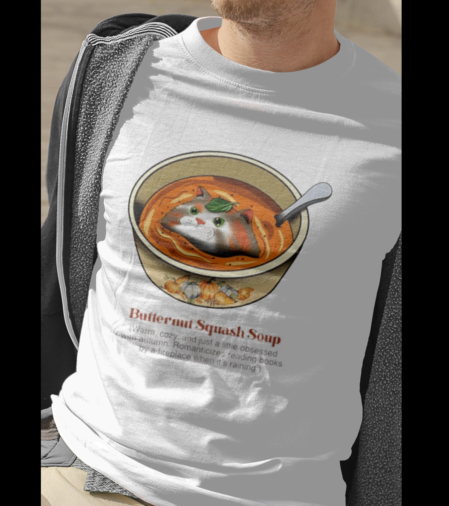 Butternut Squash Soup Cat Floating Whiskers Bowl T-Shirt