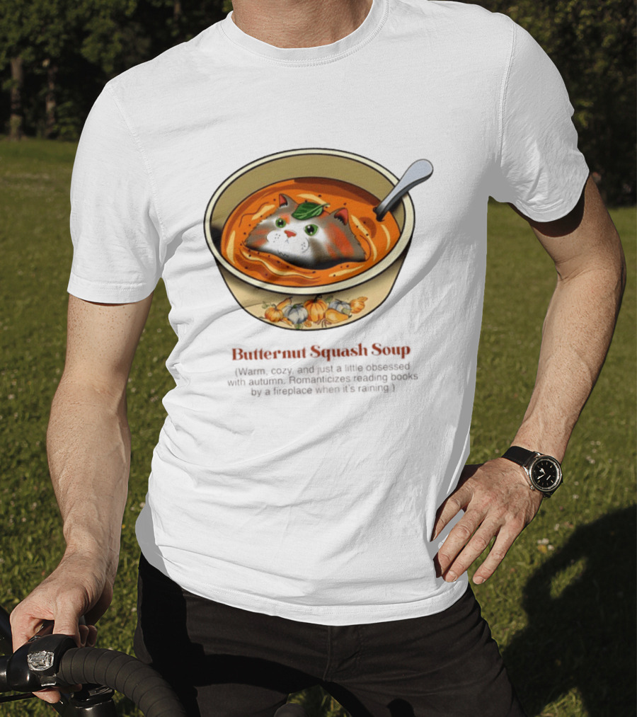 Butternut Squash Soup Cat Floating Whiskers Bowl T-Shirt