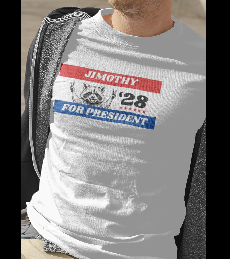 Jimothy Raccoon For President '28 Peace Victory Stars T-Shirt