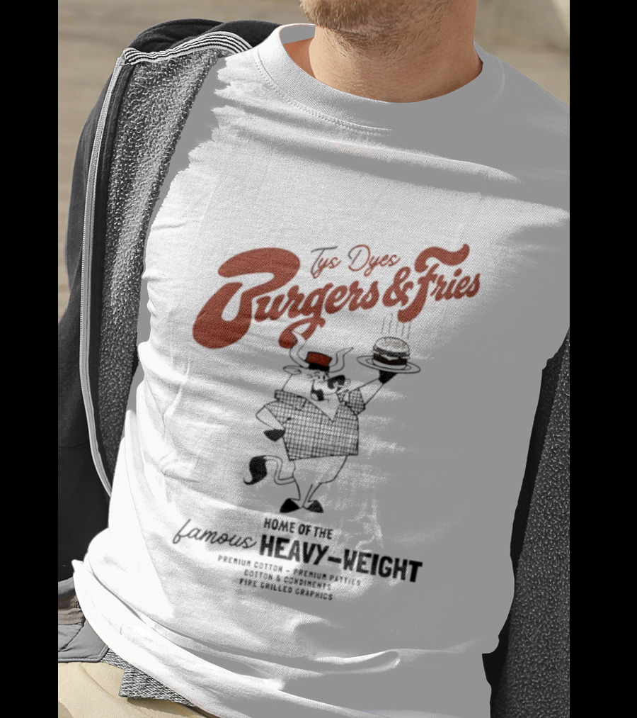 Tys Dyes Burgers And Fries Home Of The Famous Heavy Weight Premium Cotton Vintage Checkerboard Funk Grilled Goodness T-Shirt