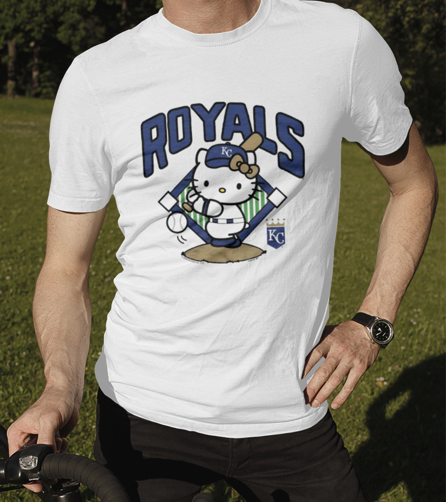 Hello Kitty Royals Baseball KC Batting Scene T-Shirt