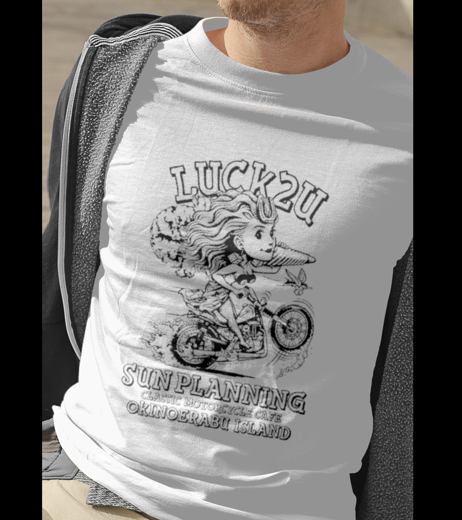 Luck2u Sun Planning Classic Motorcycle Cafe Okinoerabu Island Adventure T-Shirt