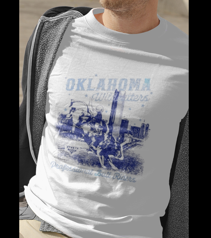 Oklahoma Wildcatters Professional Bull Riders Cowboy City Skyline T-Shirt