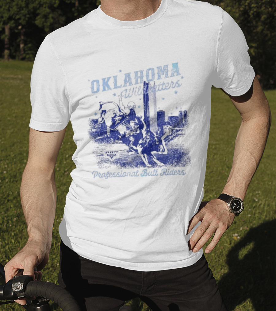 Oklahoma Wildcatters Professional Bull Riders Cowboy City Skyline T-Shirt