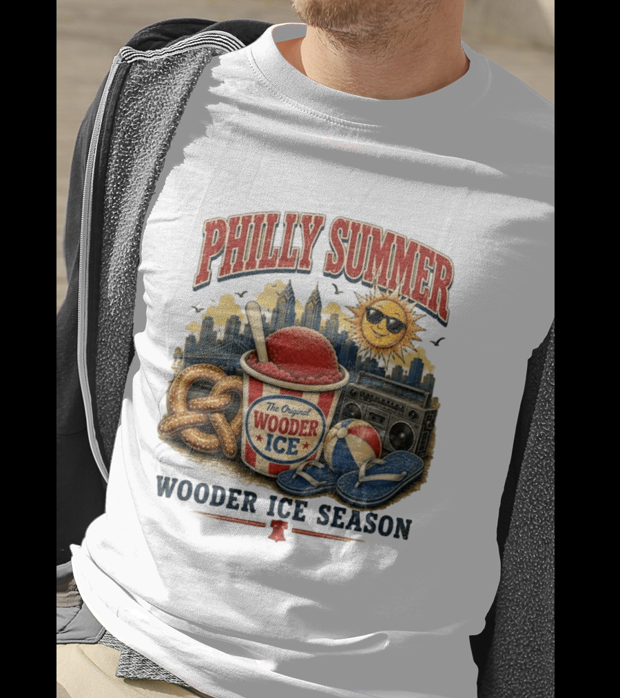 Philly Summer Wooder Ice Season With Pretzel Boombox And Sunglasses Sun T-Shirt