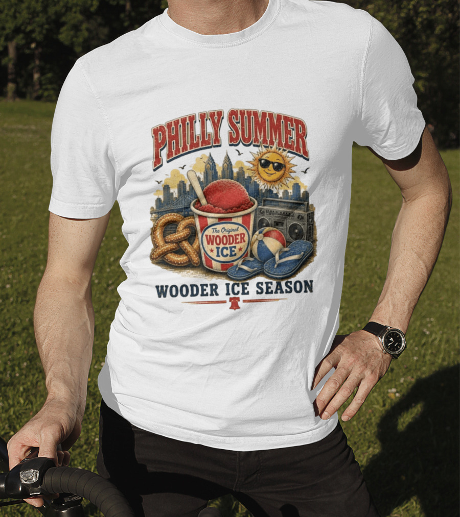 Philly Summer Wooder Ice Season With Pretzel Boombox And Sunglasses Sun T-Shirt
