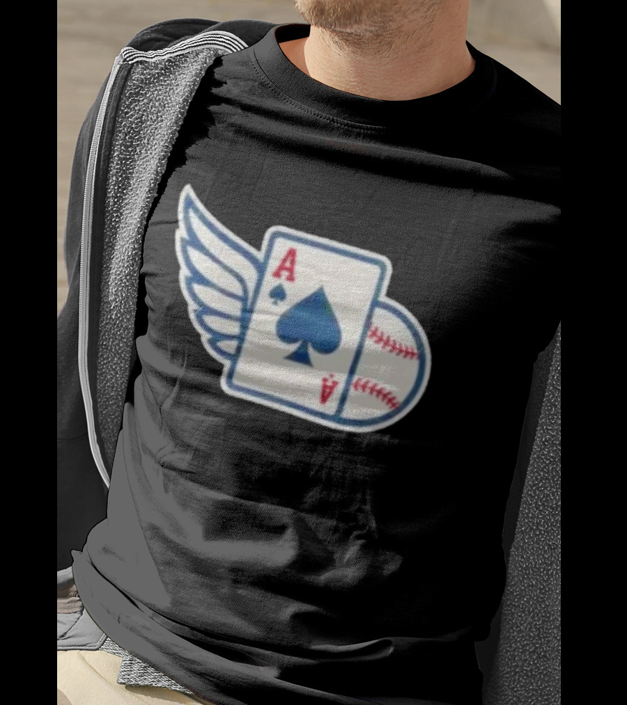 Ace Of Spades Baseball Winged Playing Card T-Shirt