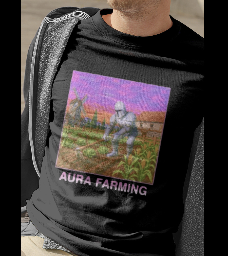 Aura Farming Knight Medieval Meme Windmill Crops Cabbage Garden T-Shirt