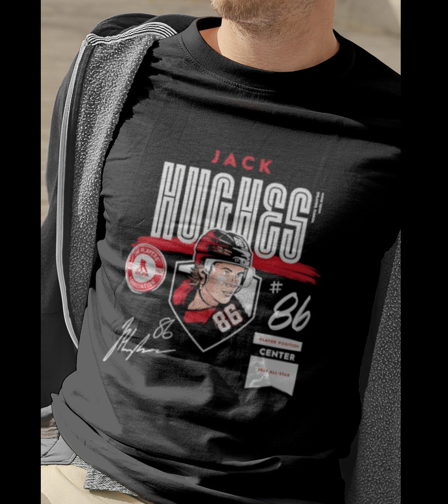 Jack Hughes 86 New Jersey Devils NHL Players Association Center 2026 All Star T-Shirt