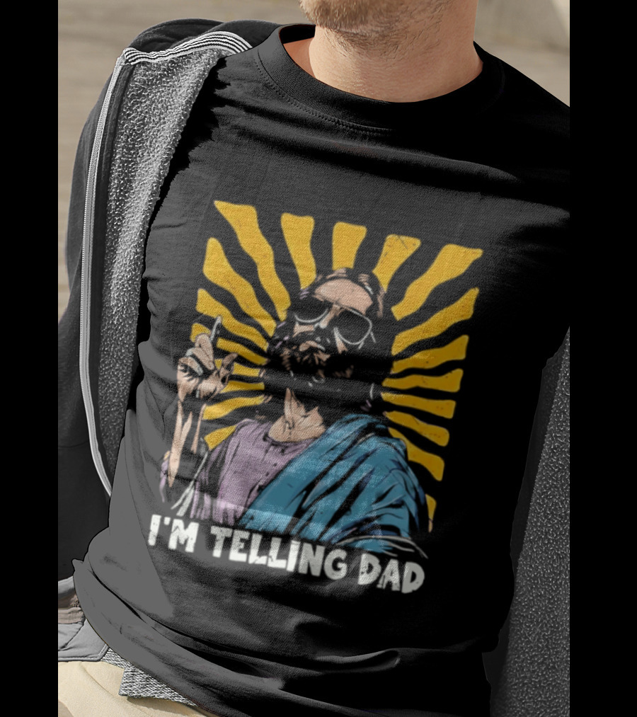 Jesus Wearing Sunglasses I'm Telling Dad Radiant T-Shirt