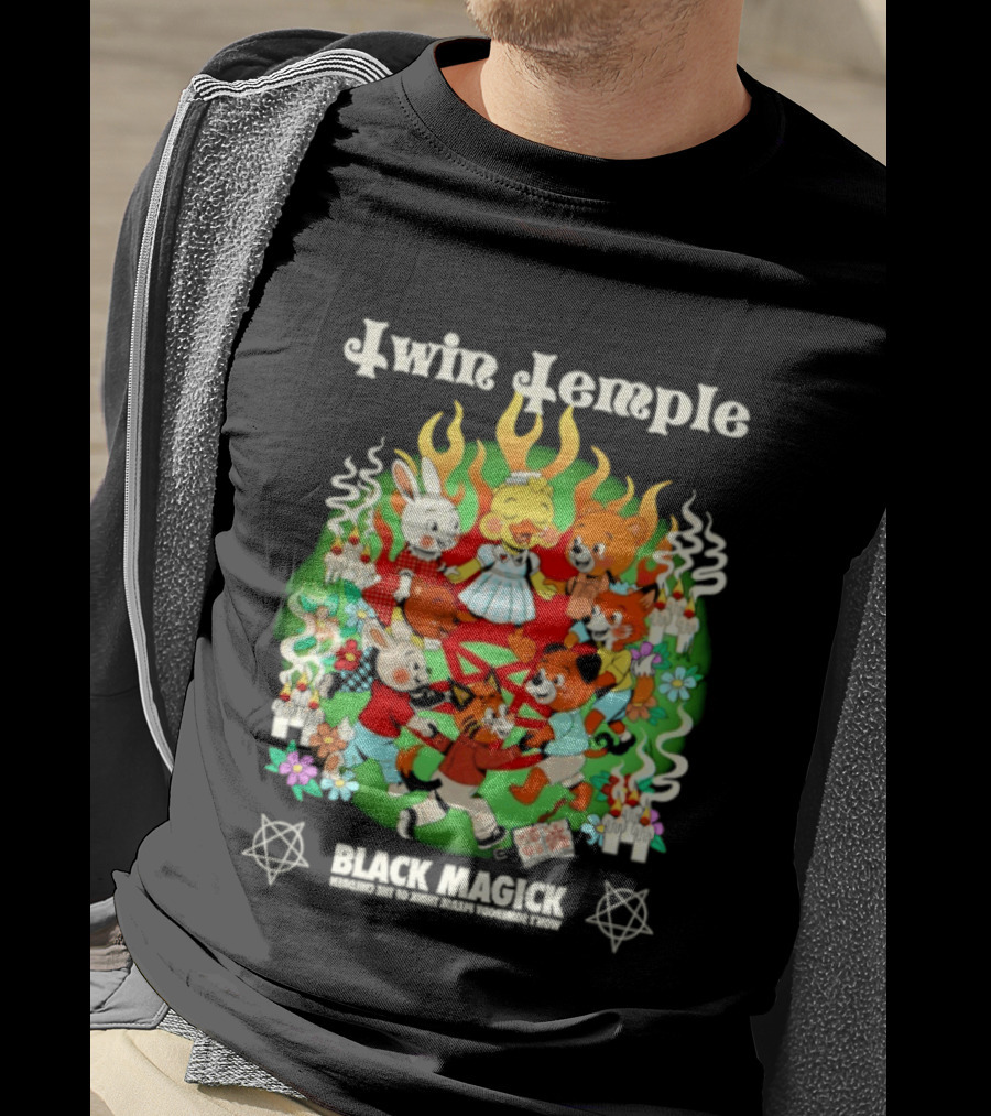 Twin Temple Black Magick Won't Somebody Please Think Of The Children Iconic Pentagram And Occult T-Shirt
