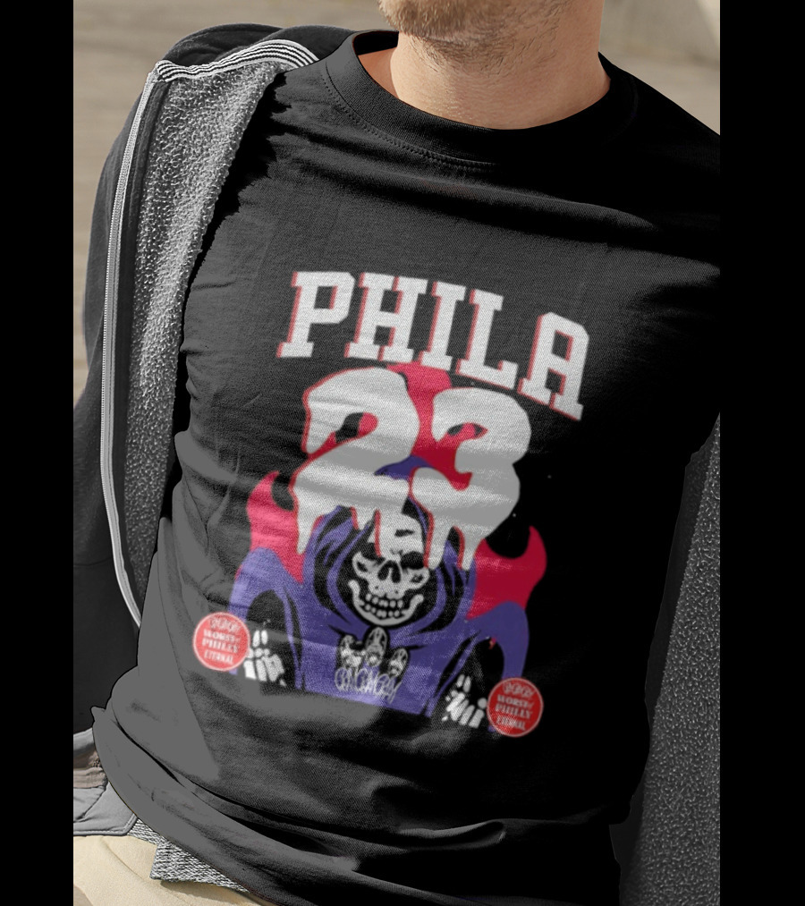 PHILA 23 Skeleton Grim Reaper Spooky Philly Worst Eternal T-Shirt