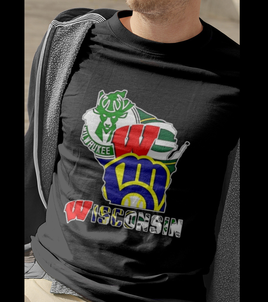 Milwaukee Bucks Green Bay Packers Milwaukee Brewers Collage Wisconsin T-Shirt