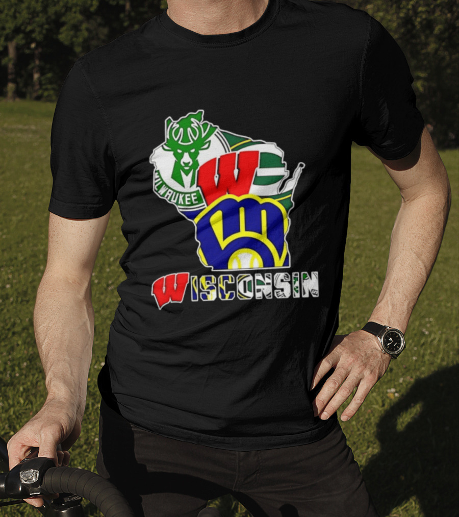 Milwaukee Bucks Green Bay Packers Milwaukee Brewers Collage Wisconsin T-Shirt