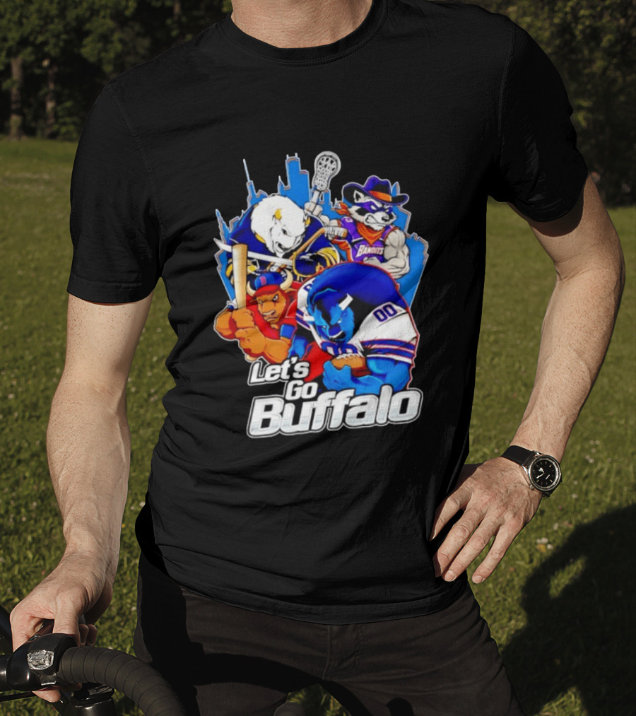 Let's Go Buffalo Bandits Sabres Bills Characters Sports Mascots T-Shirt