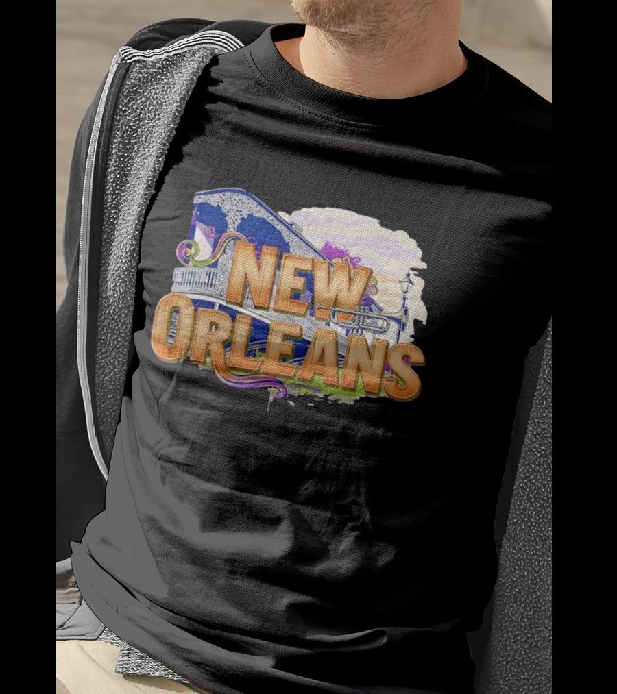 New Orleans Jazz Musical Vibes Trombone Balcony T-Shirt