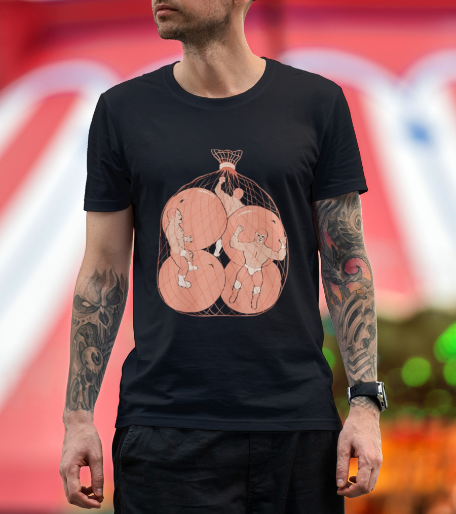 Wrestlers In Orange Produce Bag Mesh T-Shirt