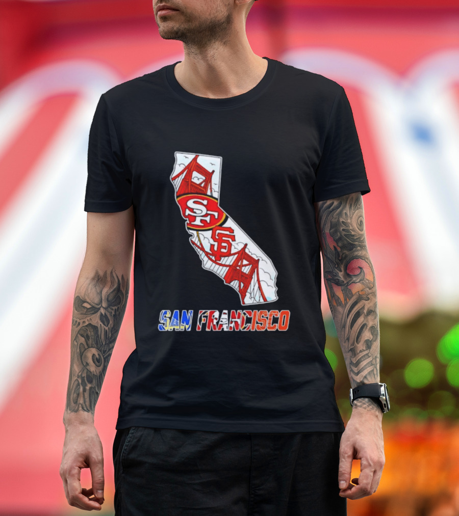 San Francisco 49ers Giants California Map T-Shirt