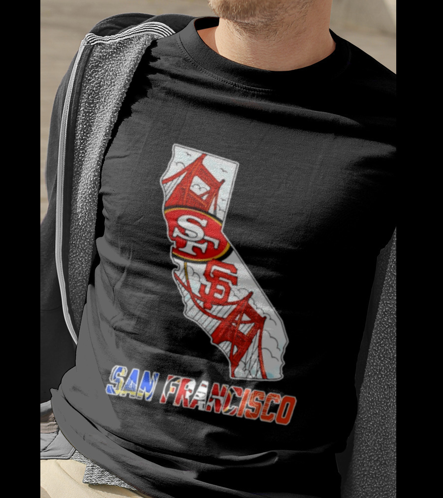 San Francisco 49ers Giants California Map T-Shirt