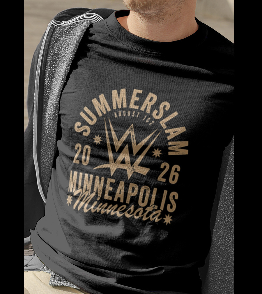 SummerSlam 2026 August 1 & 2 Minneapolis Minnesota WWE Wrestling Event 2 Sided T-Shirt