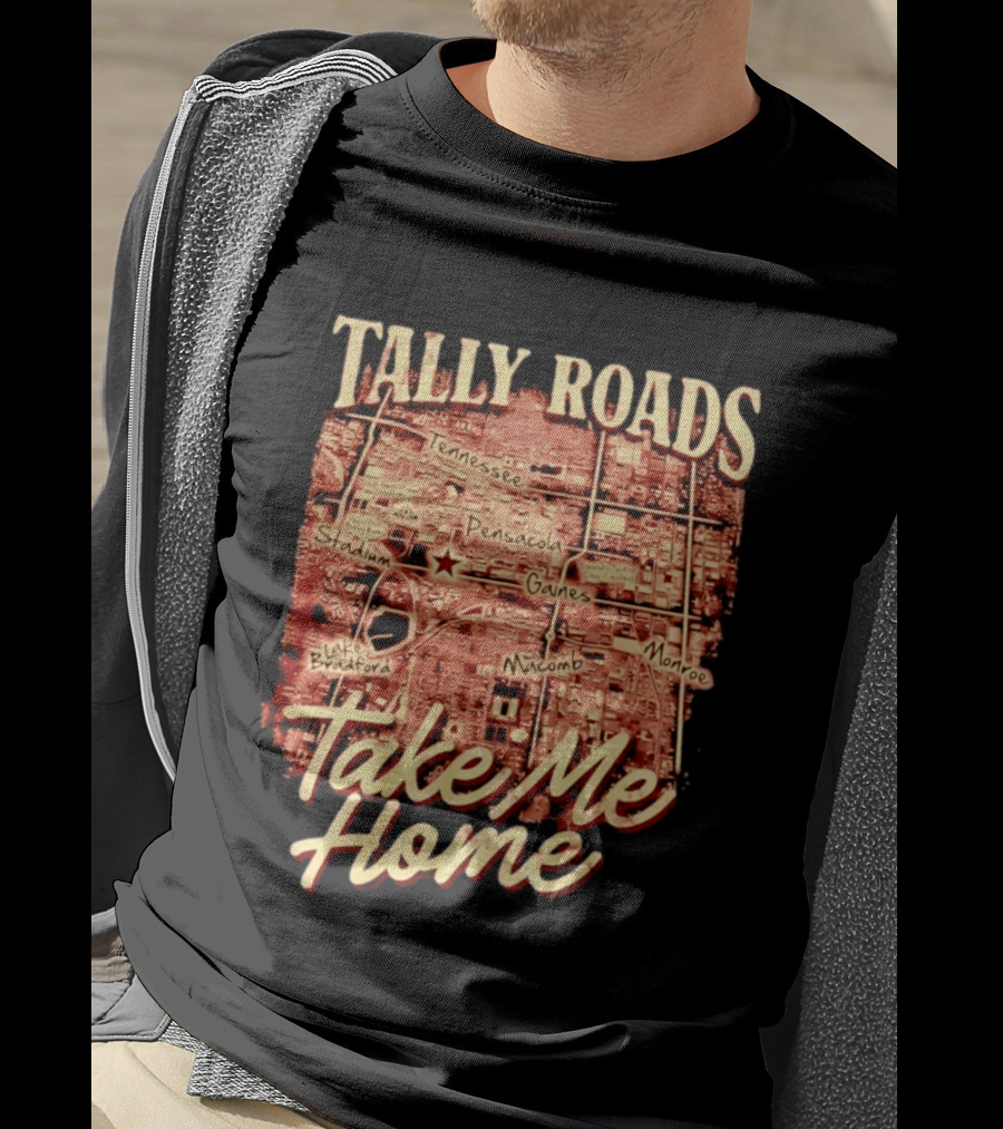 Tally Roads Map Take Me Home Tennessee Pensacola Stadium Monroe T-Shirt