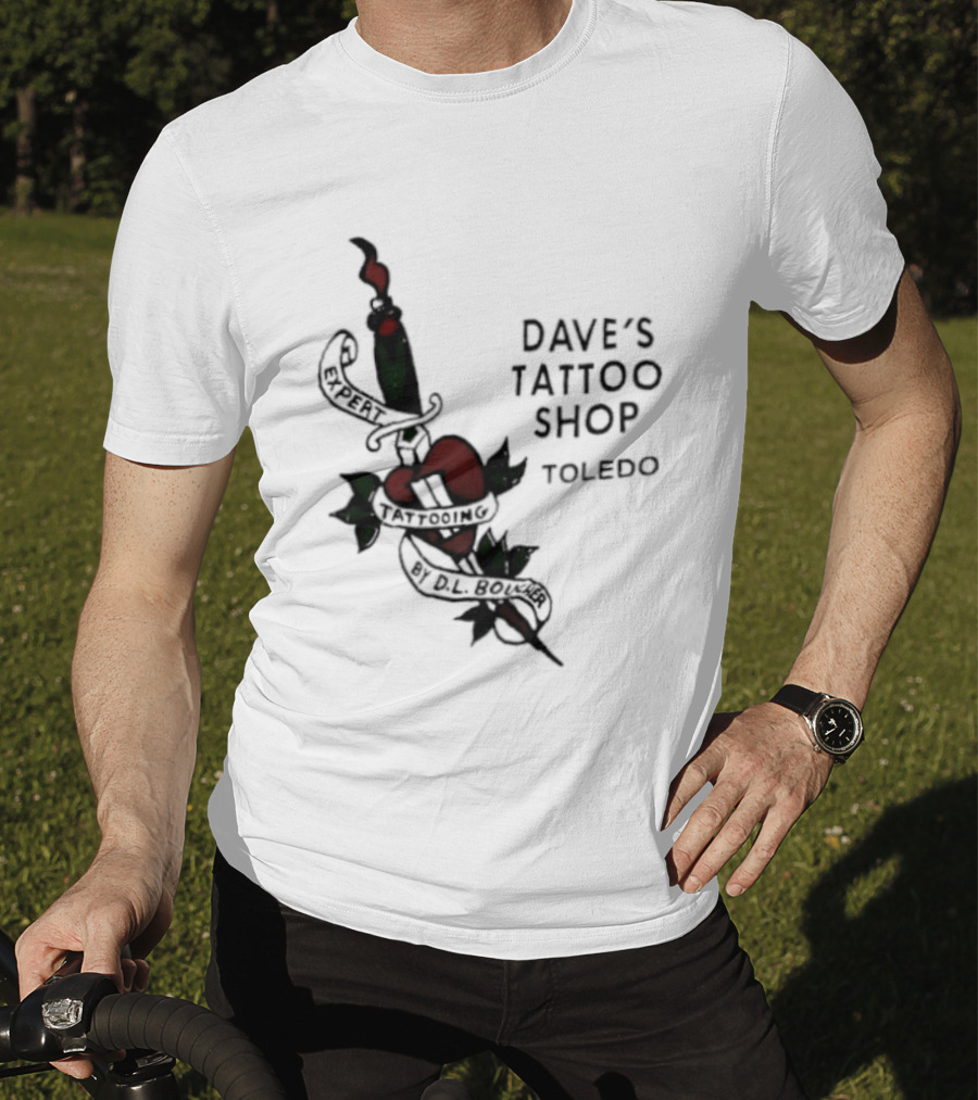 Dave's Tattoo Shop Toledo Expert Tattooing By DL Boucher Heart And Dagger Tattoo T-Shirt