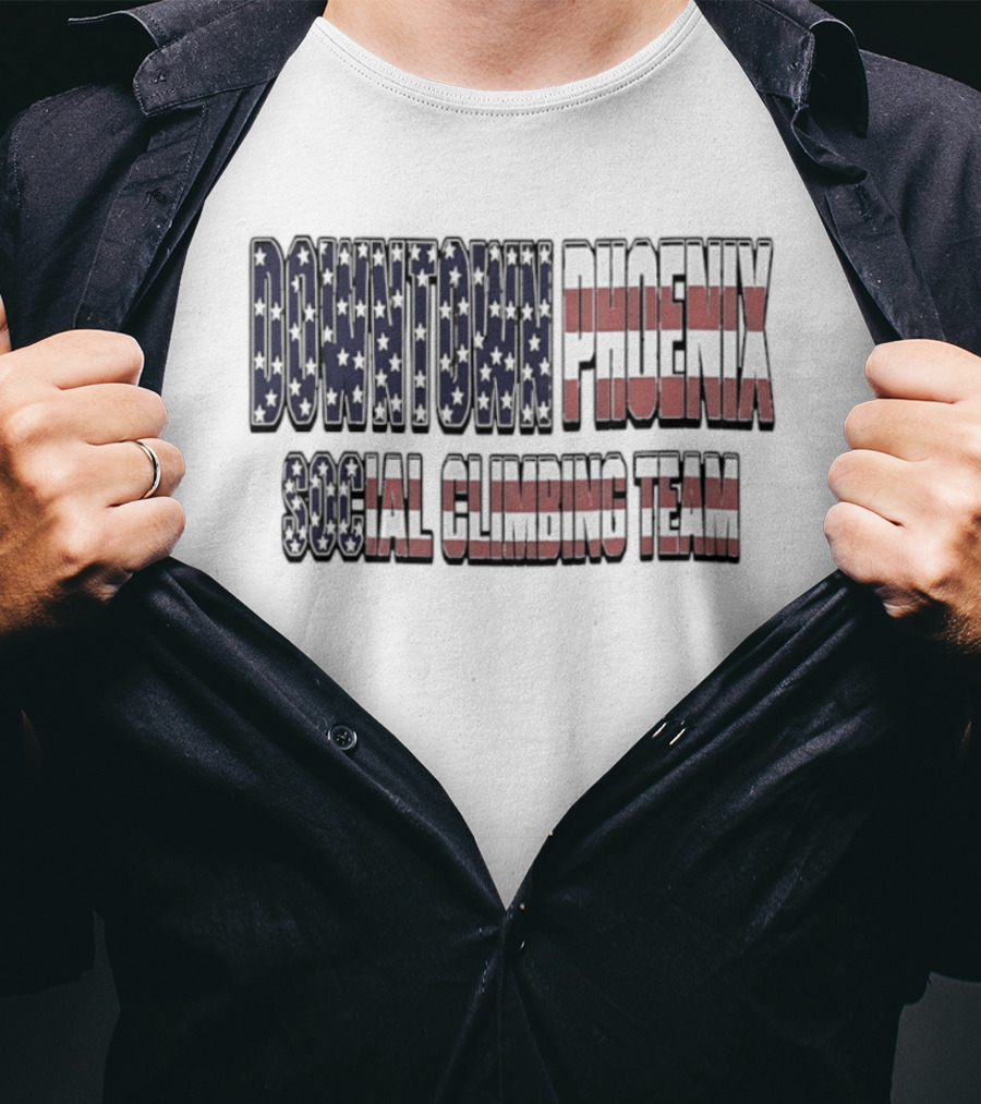 Downtown Phoenix Social Climbing Team American Flag T-Shirt