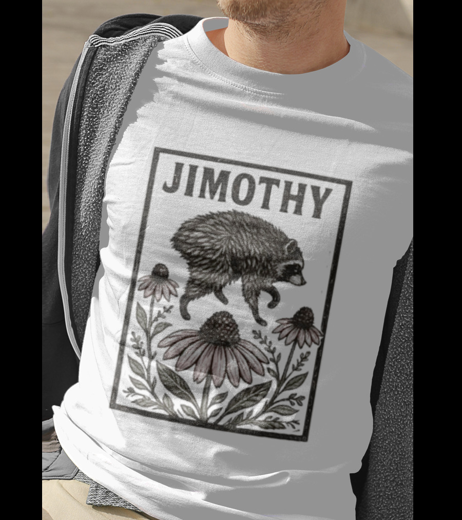 Jimothy Raccoon Coneflower Botanical Floral T-Shirt