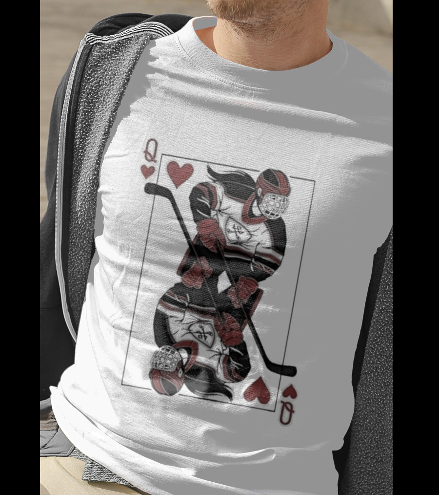 Queen Of Hearts Hockey Playing Card T-Shirt