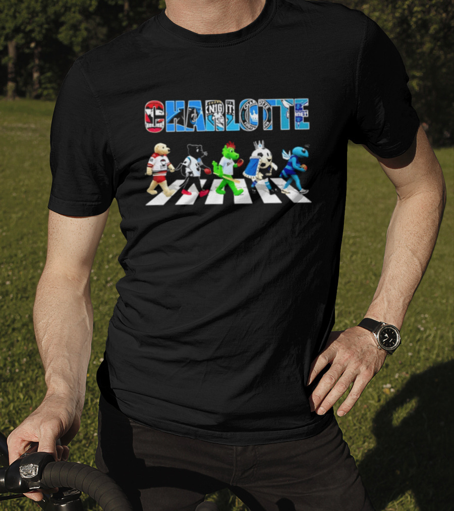 2026 Charlotte Sports Team Mascots Abbey Road Bowling Pin Parade T-Shirt