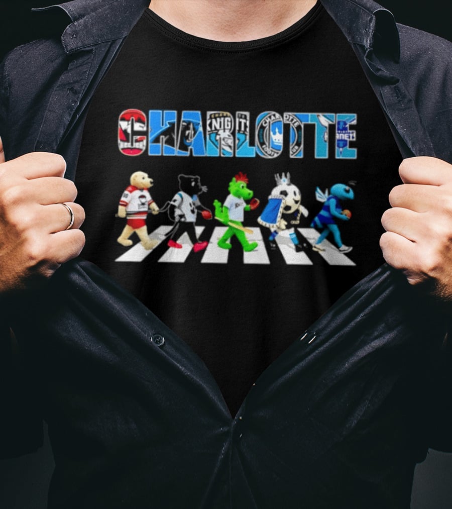 2026 Charlotte Sports Team Mascots Abbey Road Bowling Pin Parade T-Shirt