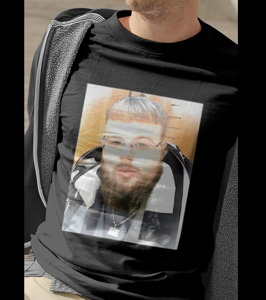 Joeyy Miracle Face Person Wearing Glasses And Chain With Striped Scarf T-Shirt
