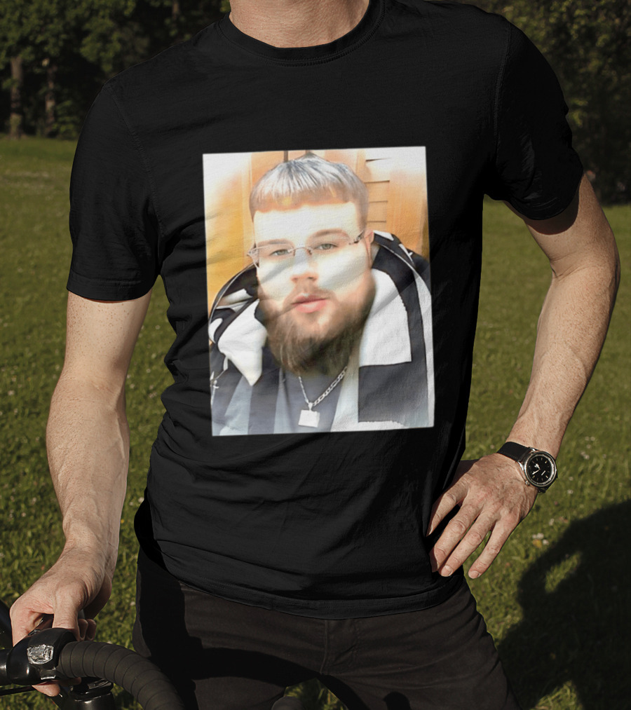 Joeyy Miracle Face Person Wearing Glasses And Chain With Striped Scarf T-Shirt