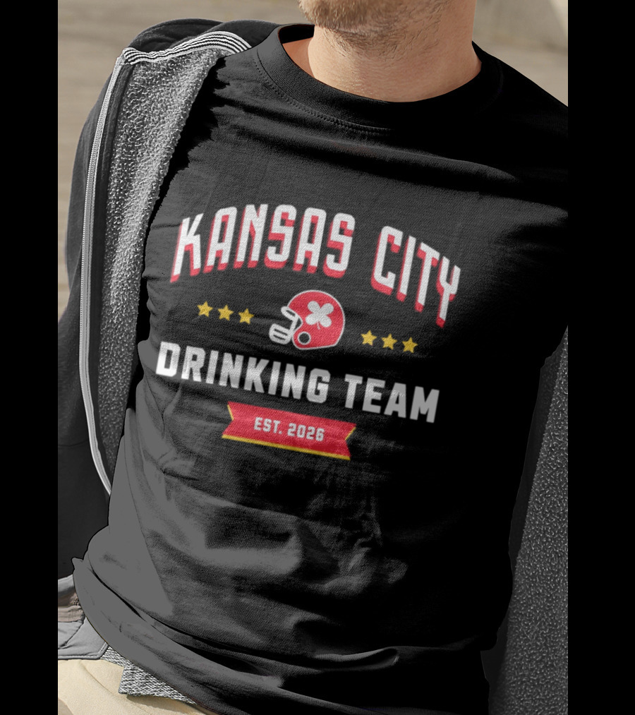 Kansas City Drinking Team Football Est 2026 Helmet Stars T-Shirt