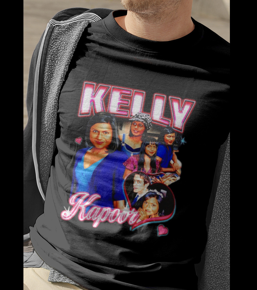 Kelly Kapoor 90s Bootleg Style With Hearts And Character Collage T-Shirt